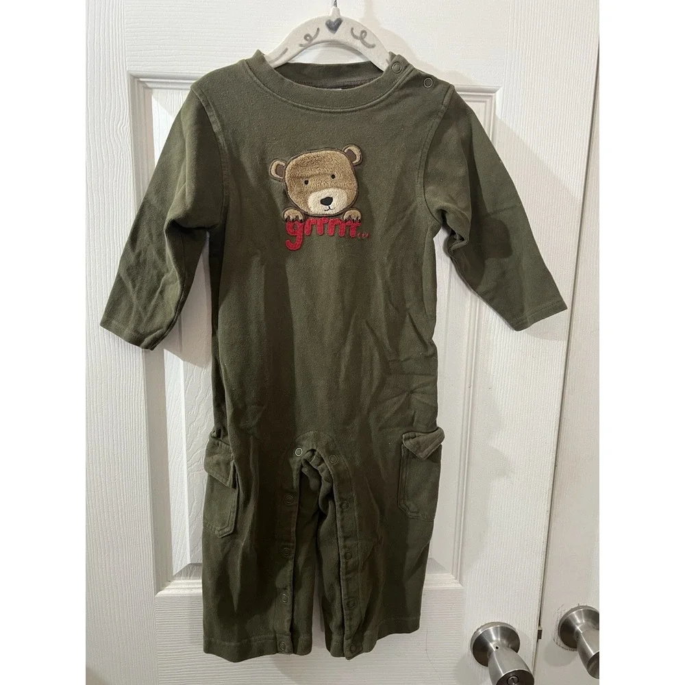 Gymboree Teddy Bear Jumpsuit Olive Green Size‎ 18/24m